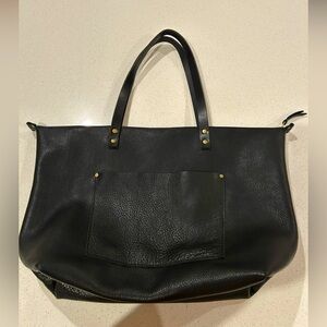 Portland Leather Black Pebbled Large Tote Bag